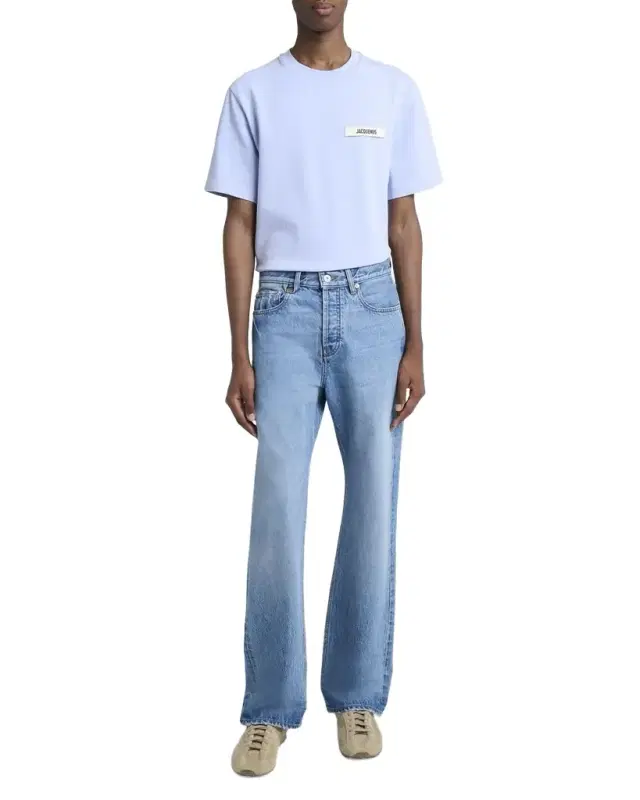 Jacquemus Men's Stonewashed Denim Straight-Leg Jeans