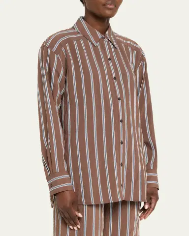 Veronica Beard Lloyd Stripe Button-Front Shirt | Thumbnail 4