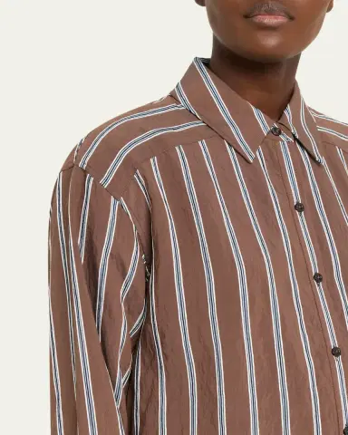 Veronica Beard Lloyd Stripe Button-Front Shirt | Thumbnail 5