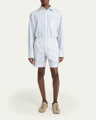 Jacquemus Men's Cotton Stripe Relaxed Flat-Front Shorts | Thumbnail 6