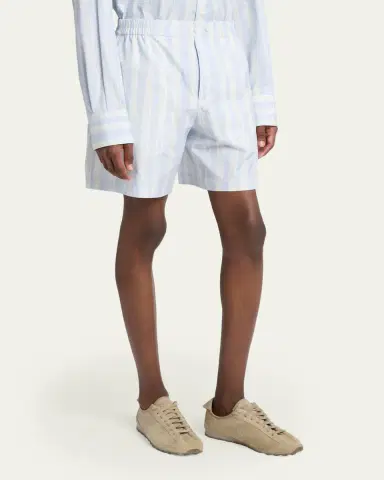 Jacquemus Men's Cotton Stripe Relaxed Flat-Front Shorts | Thumbnail 8