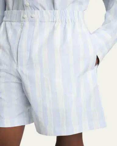 Jacquemus Men's Cotton Stripe Relaxed Flat-Front Shorts | Thumbnail 9