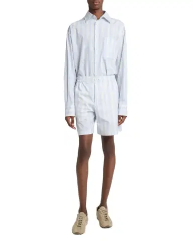 Jacquemus Men's Cotton Stripe Relaxed Flat-Front Shorts | Thumbnail 1