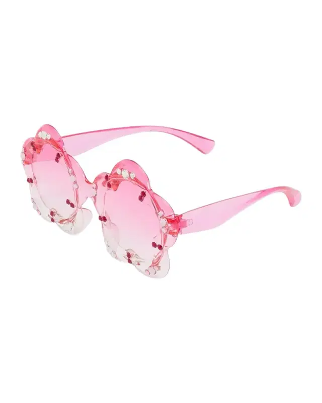 Bari Lynn Girl 's Crystal Flower Round Sunglasses
