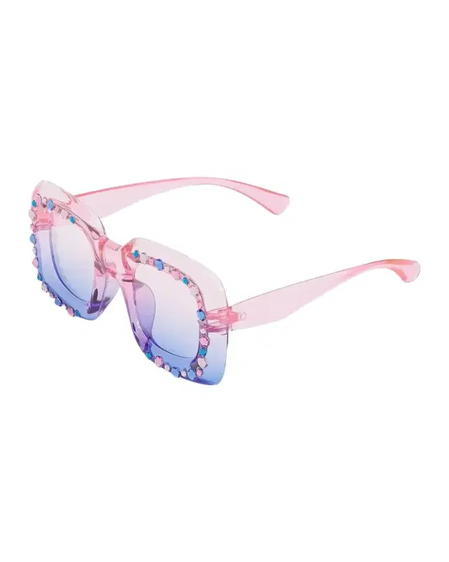 Bari Lynn Girl 's Crystal Ombre Square Sunglasses