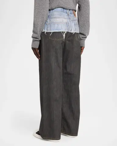 Acne Studios Men's Mixed-Media Denim Pinstripe Relaxed Jeans | Thumbnail 3 Acne Studios Men's Mixed-Media Denim Pinstripe Relaxed Jeans | Thumbnail 3