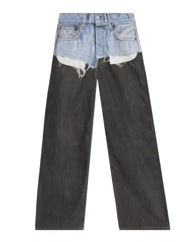 Acne Studios Men's Mixed-Media Denim Pinstripe Relaxed Jeans | Thumbnail 1 Acne Studios Men's Mixed-Media Denim Pinstripe Relaxed Jeans | Thumbnail 1