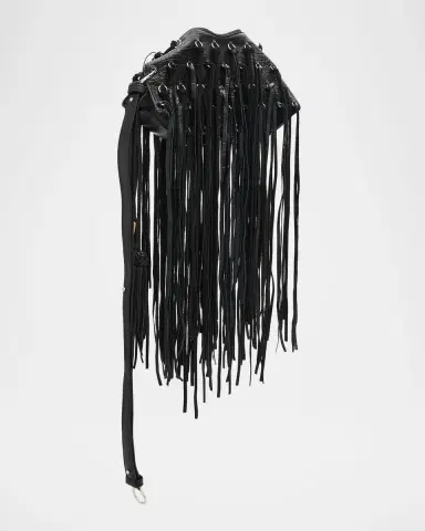 Alexander McQueen Manta Fringed Croc-Embossed Leather Shoulder Bag | Thumbnail 3