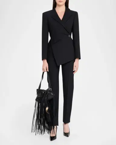 Alexander McQueen Manta Fringed Croc-Embossed Leather Shoulder Bag | Thumbnail 5