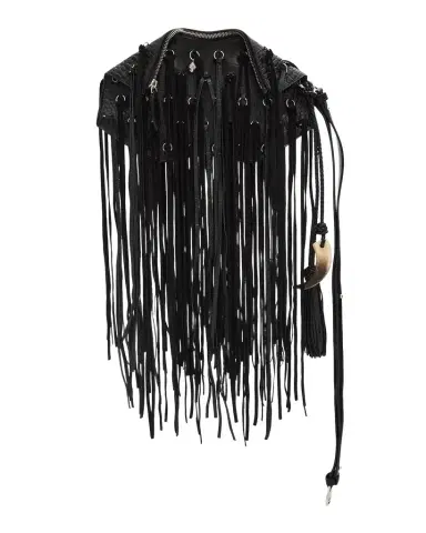 Alexander McQueen Manta Fringed Croc-Embossed Leather Shoulder Bag | Thumbnail 1