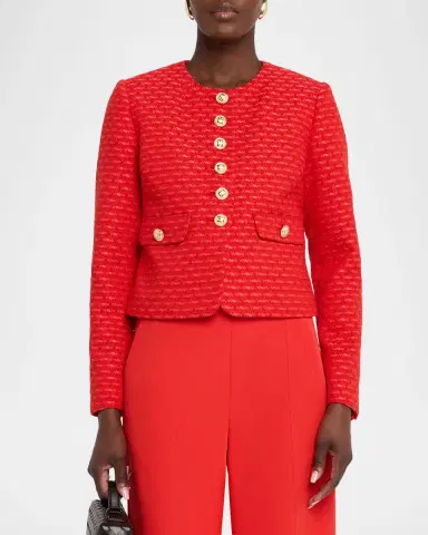 Elie Tahari The Marlena Button-Down Tweed Jacket | Thumbnail 4