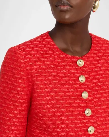 Elie Tahari The Marlena Button-Down Tweed Jacket | Thumbnail 5