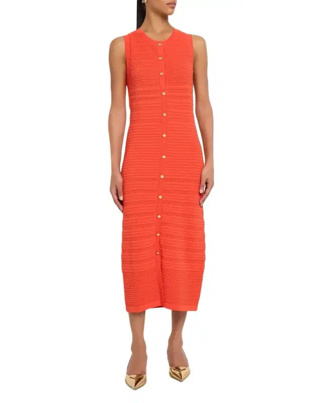 Alessandra Button-Down Rib Knit Midi Dress
