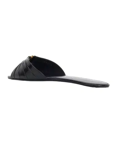 Saint Laurent YSL Babylone Leather Flat Slide Sandals | Thumbnail 1 Saint Laurent YSL Babylone Leather Flat Slide Sandals | Thumbnail 1
