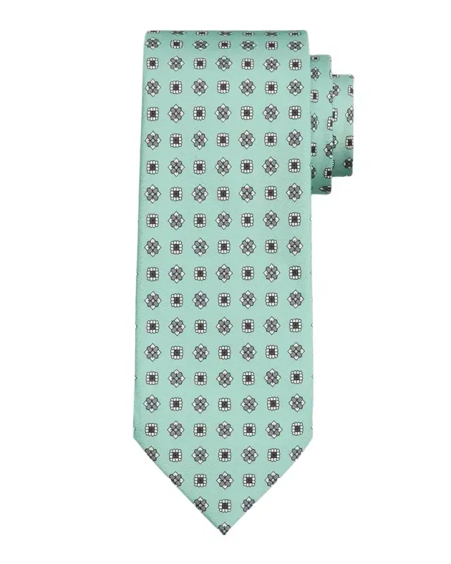 Isaia Men 's Geometric Floral Silk Tie