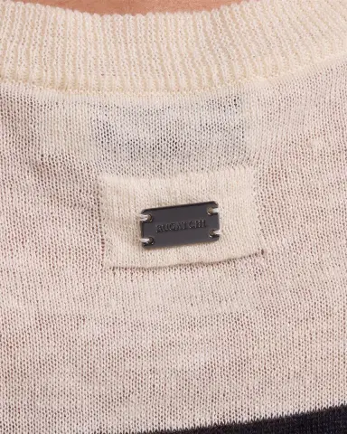 Bugatchi Men's Linen and Cotton Knit Multi-Stripe Short-Sleeve Crewneck Sweater | Thumbnail 6