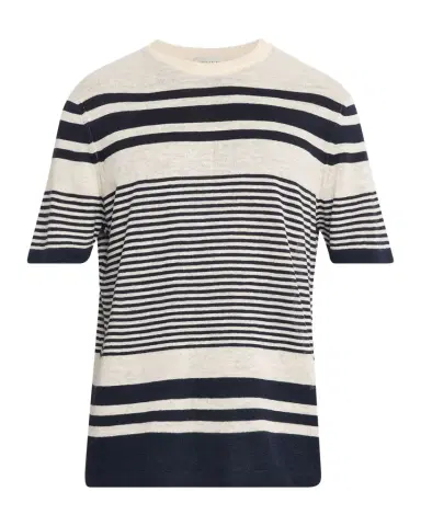 Bugatchi Men's Linen and Cotton Knit Multi-Stripe Short-Sleeve Crewneck Sweater | Thumbnail 1