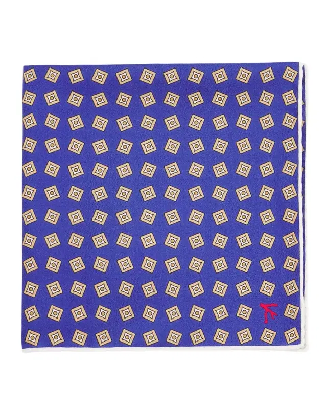 Isaia Men 's Geometric Silk Pocket Square