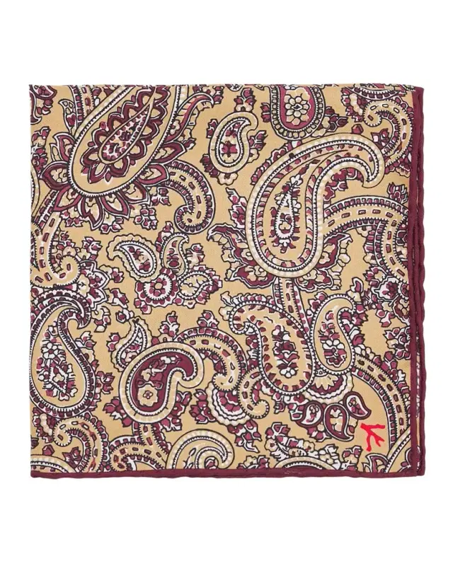 Isaia Men 's Paisley Silk Pocket Square