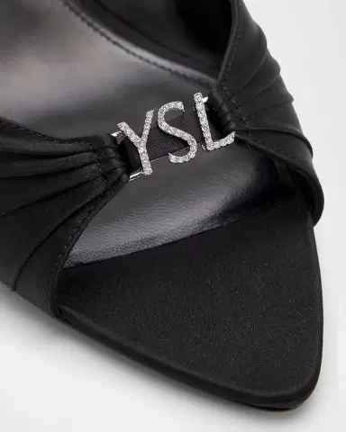 Saint Laurent 60mm Jerry Embellished Satin Crepe Mules | Thumbnail 3 Saint Laurent 60mm Jerry Embellished Satin Crepe Mules | Thumbnail 3
