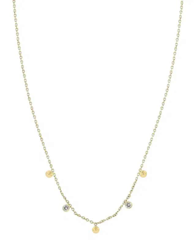 14K Gold Beads and Diamond Necklace