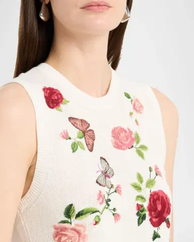 ALICE + OLIVIA Reva Embroidered Rib-Knit Tank Top | Thumbnail 5