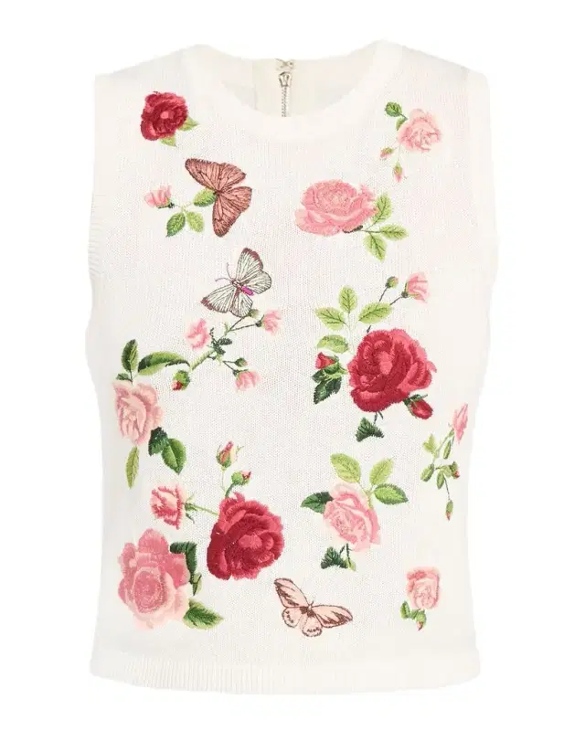 Reva Embroidered Rib-Knit Tank Top