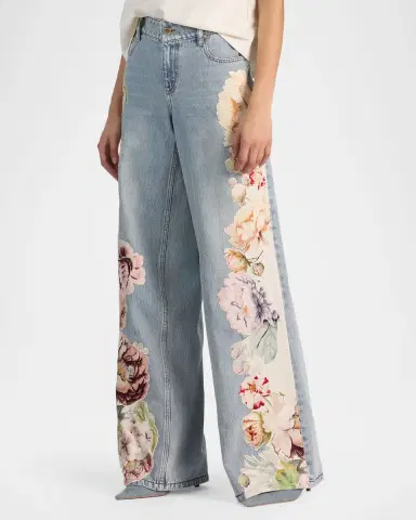 ALICE + OLIVIA Amazing Floral Low-Rise Baggy Jeans | Thumbnail 7 ALICE + OLIVIA Amazing Floral Low-Rise Baggy Jeans | Thumbnail 7