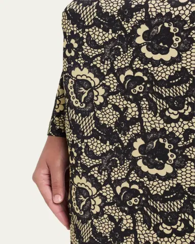 Marc Jacobs Runway Lace-Print Sculptural Long-Sleeve Bow Trumpet Gown | Thumbnail 9