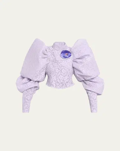 Marc Jacobs Runway Bonded Lace Puff-Sleeve Crop Top | Thumbnail 5 Marc Jacobs Runway Bonded Lace Puff-Sleeve Crop Top | Thumbnail 5
