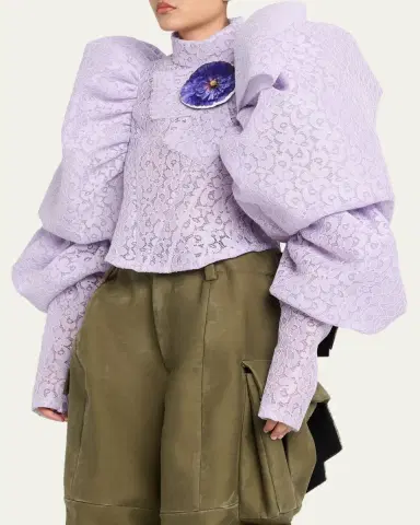 Marc Jacobs Runway Bonded Lace Puff-Sleeve Crop Top | Thumbnail 8 Marc Jacobs Runway Bonded Lace Puff-Sleeve Crop Top | Thumbnail 8