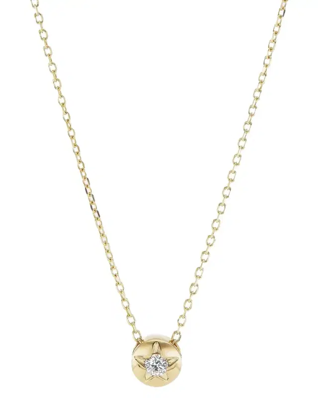 18K Yellow Gold Single Star Necklace with Diamonds