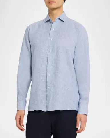 Peter Millar Men's Astino Lino Check Linen Sport Shirt | Thumbnail 4