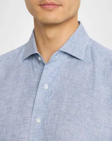 Peter Millar Men's Astino Lino Check Linen Sport Shirt | Thumbnail 5
