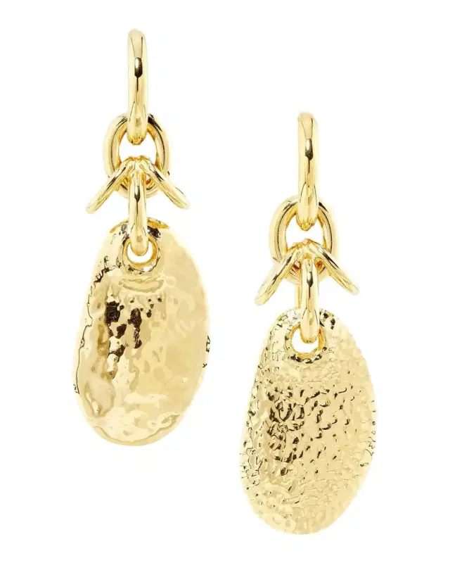 Hammered Disc Drop Earrings