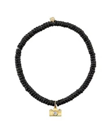 Sydney Evan Black Spinel and 14K Gold Camera with Diamonds Charm Bracelet | Thumbnail 1