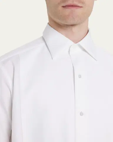 ZEGNA Men's Woven Pique Tuxedo Shirt | Thumbnail 5 ZEGNA Men's Woven Pique Tuxedo Shirt | Thumbnail 5