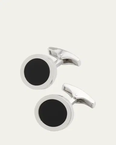 Jan Leslie Men's Round Black Onyx Cufflinks | Thumbnail 3 Jan Leslie Men's Round Black Onyx Cufflinks | Thumbnail 3