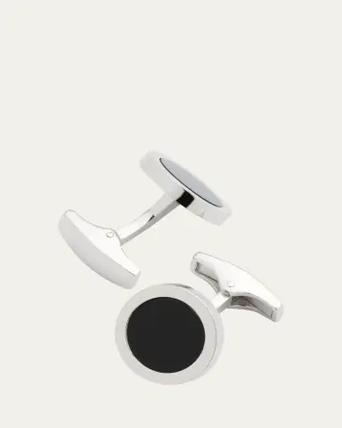 Jan Leslie Men's Round Black Onyx Cufflinks | Thumbnail 4 Jan Leslie Men's Round Black Onyx Cufflinks | Thumbnail 4