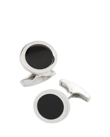 Jan Leslie Men's Round Black Onyx Cufflinks | Thumbnail 1 Jan Leslie Men's Round Black Onyx Cufflinks | Thumbnail 1