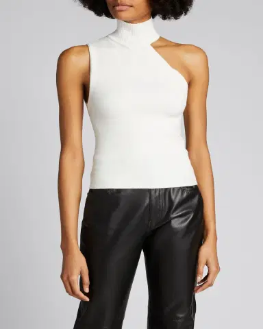 ALICE + OLIVIA Kiki Multi-Stitch Turtleneck Cutout Tank | Thumbnail 3