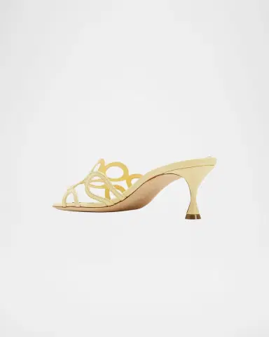 Manolo Blahnik Barimu Leather Ring-Cut Mule Sandals | Thumbnail 2