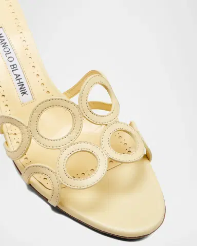 Manolo Blahnik Barimu Leather Ring-Cut Mule Sandals | Thumbnail 3