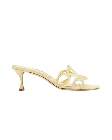 Manolo Blahnik Barimu Leather Ring-Cut Mule Sandals | Thumbnail 1