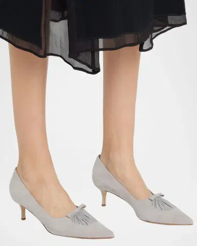 Manolo Blahnik Balquee Pointed Suede Kitten-Heel Pumps | Thumbnail 2 Manolo Blahnik Balquee Pointed Suede Kitten-Heel Pumps | Thumbnail 2