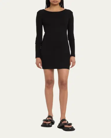 ÉTERNE Long-Sleeve Crewneck Knit Mini Dress | Thumbnail 2