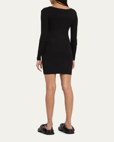 ÉTERNE Long-Sleeve Crewneck Knit Mini Dress | Thumbnail 3