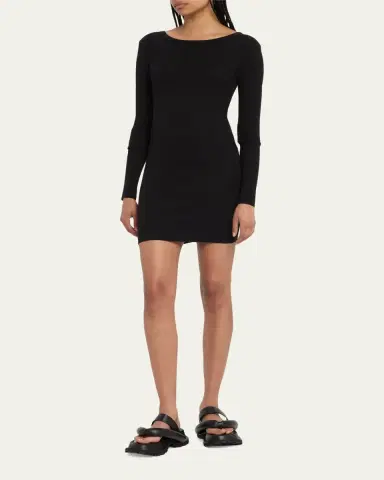 ÉTERNE Long-Sleeve Crewneck Knit Mini Dress | Thumbnail 4