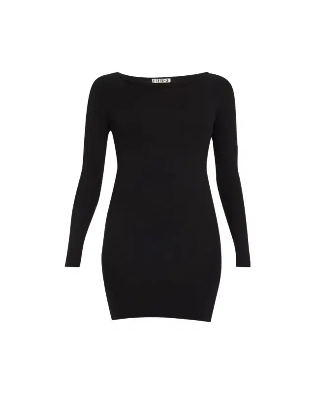 Long-Sleeve Crewneck Knit Mini Dress