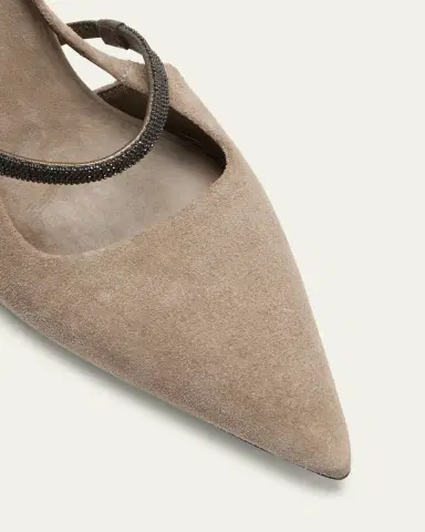 Brunello Cucinelli Suede Pointed Toe Slingback Pumps | Thumbnail 5